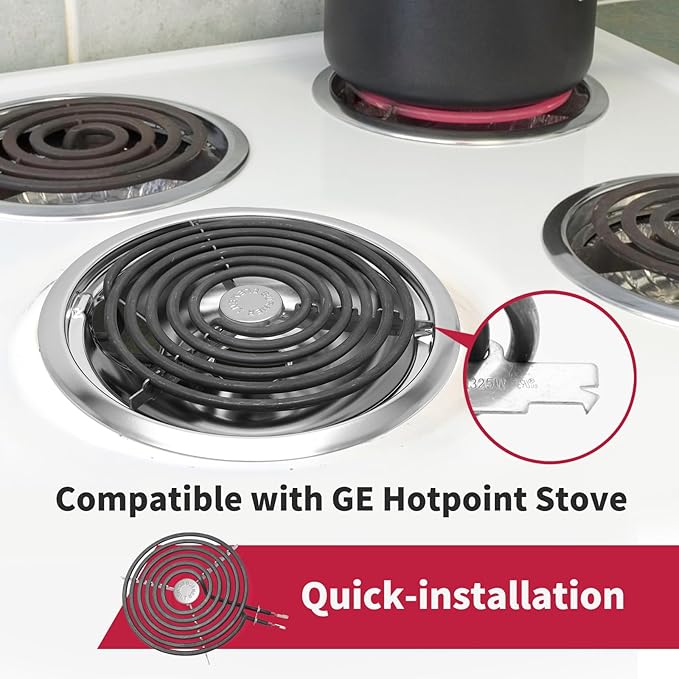 GE Drip Pans and Stove Burner Element Unit Set, Perfectly Fit WB30M1 & WB30M2 -Replacement for GE Hotpoint Kenmore Stove Top（Black）