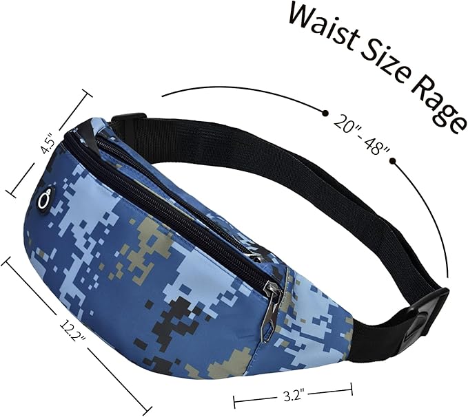 Fanny Packs for Men and Women, Waterproof Sports Waist Pack Bag for Travel Hiking Running Hands-free