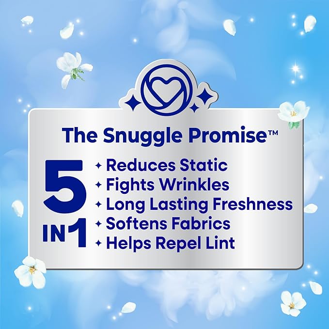 Snuggle Fabric Softener Dryer Sheets, Long-Lasting Fresh & Clean Scent, Softens Fabric, Reduces Static, Fights Wrinkles, Helps Repel Lint & Pet Hair, HE Safe, Blue Sparkle Cuddle-Up Fresh, 230 Ct