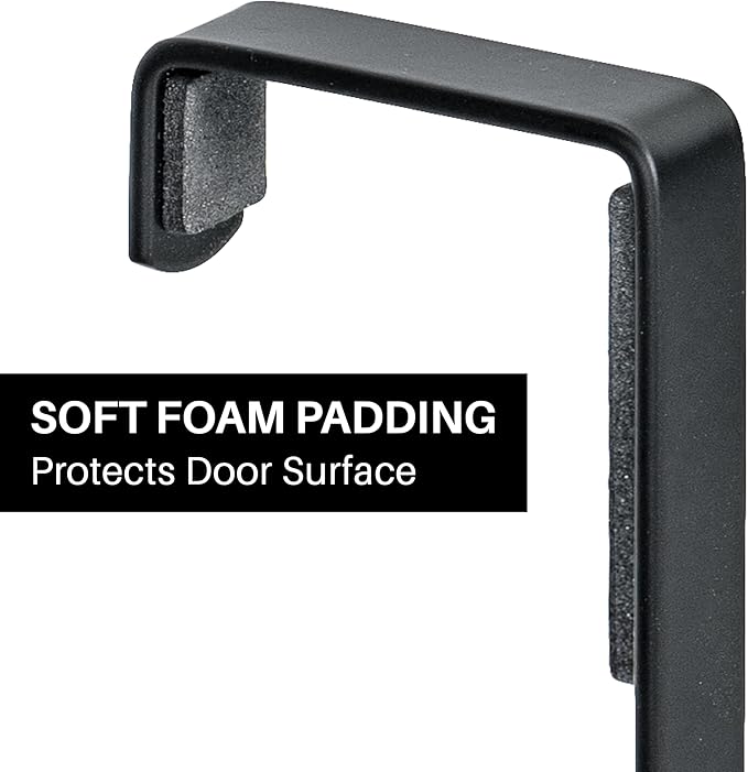 LYNK Professional® Home™ Over Door Hooks Rack - 14 Hook Over Door Hanger - Over Door Towel Rack - Hanging Towels or Clothes - Bathroom, Bedroom or Laundry Room - Lifetime Ltd. Warranty - Black