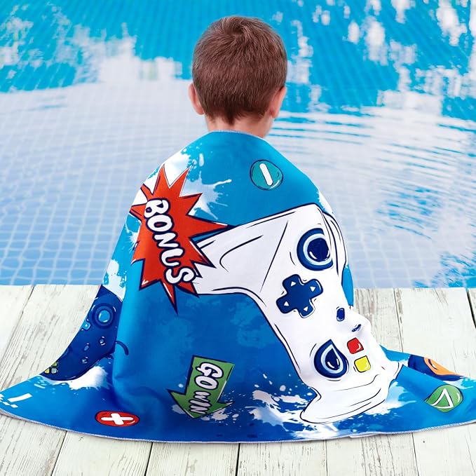 WERNNSAI Game Kids Beach Towel for Boys - 30” x 60” Quick Dry Sand-Free Swim Towels for Boys Super Soft Absorbent Towel, Pool Camping Travel Bath Towel for Outdoor Sports Picnic