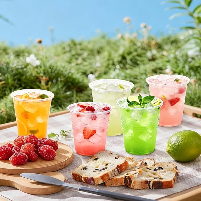 Lamosi 100 Pack 5 oz Clear Plastic Cups, Disposable Party Cups, Small Clear Plastic Cocktail Tumblers for Mouthwash Bathroom, Tasting, Drinking