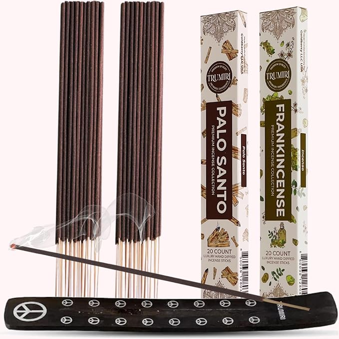 Trumiri Incense Sticks - Combo Pack of 40 Insence-Sticks - 20 Palo Santo + 20 Frankincense - Insenses - Insents - Incents - Inscense - Incence - Incienso - All Natural Incense Sticks