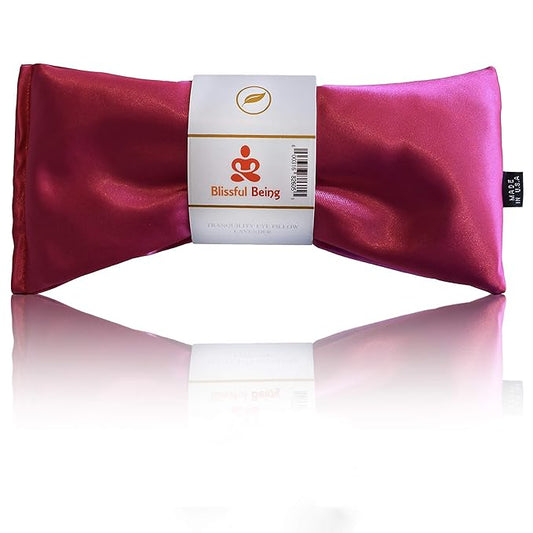 Lavender Eye Pillow - Hot or Cold Weighted Satin Eye Mask perfect for Sleeping, Yoga, Meditation - Gifts for Women, Birthday, Teachers - Natural Herbal Relaxation (Hot Pink)