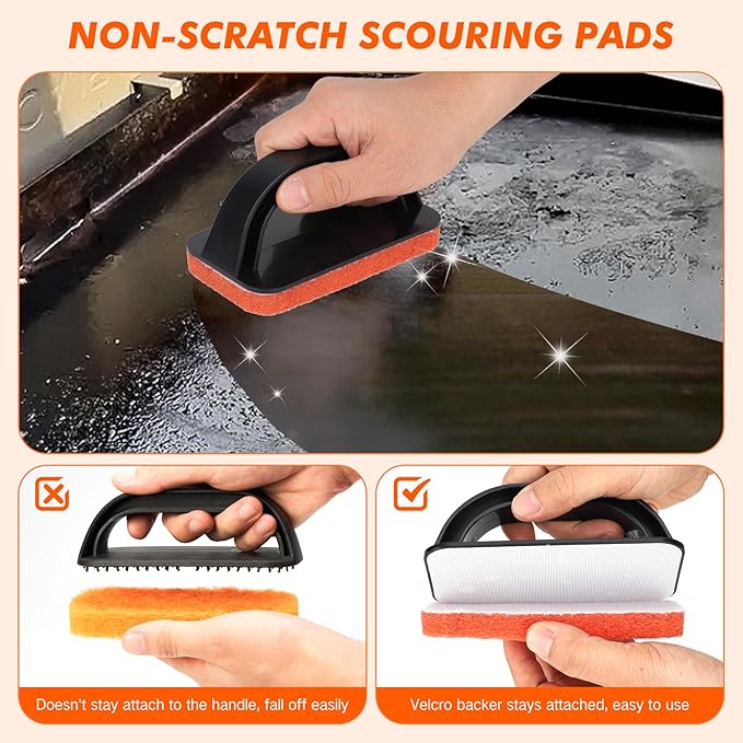 Griddle Cleaning Kit for Blackstone- Includes Large Silicone Tool Mat, Griddle Scraper, Cleaning Bricks, Scouring Pads with Handle, Cleaning Tools Accessories for Blackstone Flat Top Grill