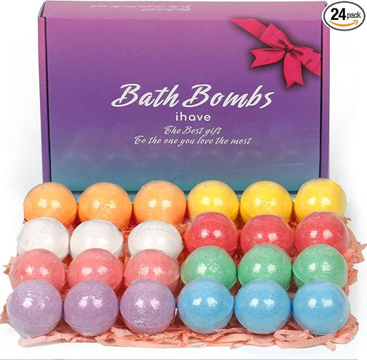 iHave Bath Bombs, 24 Pcs BathBombs Gifts for Women - Perfect Bubble Bath Gift Set for Boys and Girls