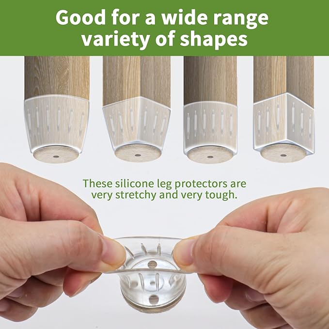 COVERCORNER 16PCS Chair Leg Floor Protectors, Chair Leg Protectors for Hardwood Floors, Furniture Pads for Hardwood Floors, Chair Socks Universal L Clear Fit 0.75"-0.94"