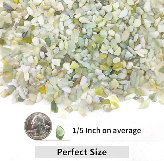 YISZM 2LB Succulent and Cactus Pebbles, 1/5 Inch Jade Natural Decorative Polished Stones, River Rocks for Indoor Plants, Vases, Planters and Outdoor Gardening
