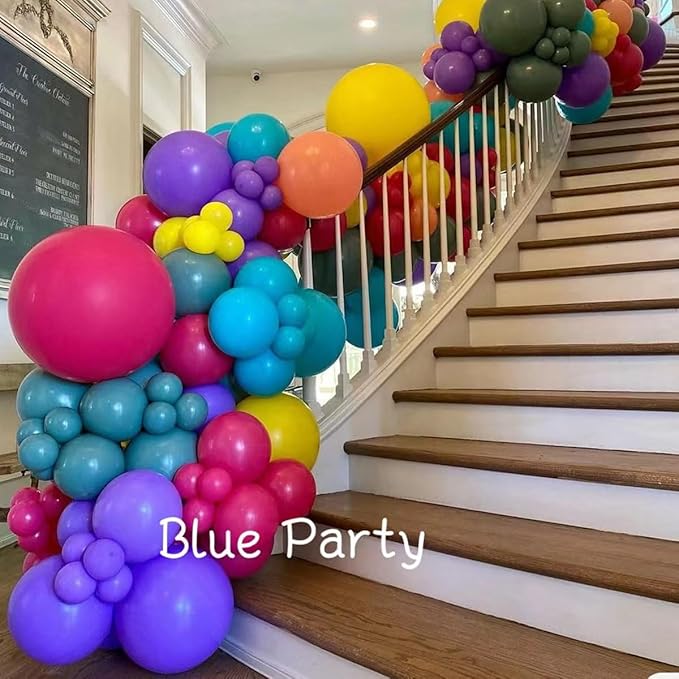 MEBAY Red Purple Teal Balloon Garland kit, 156 Pcs Metallic Purple Pastel Pink and Confetti Purple Balloons Arch for Teenage Girl Birthday Gymnastics Music Fans Theme Party Decoration