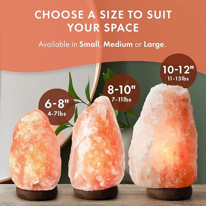 The Body Source Himalayan Salt Rock Lamp | 6-8 Inch (4-7 lb) | Natural Salt Rock Lamp with Dimmer Switch & Wooden Base | Night Light & Bulb Replacement