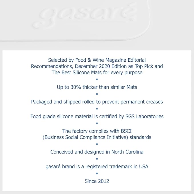 GASARÉ, Set of 2, Extra Large, Thick, Silicone Mats for Kitchen Counter, Heat Resistant Mats, Countertop Protector, Non-Slip, Easy to Clean, 25 x 17 Inches x 1.4mm, White