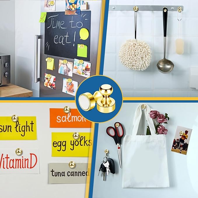LOVIMAG Fridge Magnets 18Pcs Refrigerator Whiteboard Small Strong Magnet Classroom Kitchen Accessories Decorative Locker Set Decor Must Haves Office Calendar Refrigerador Magnetic Cute Crafts Gold