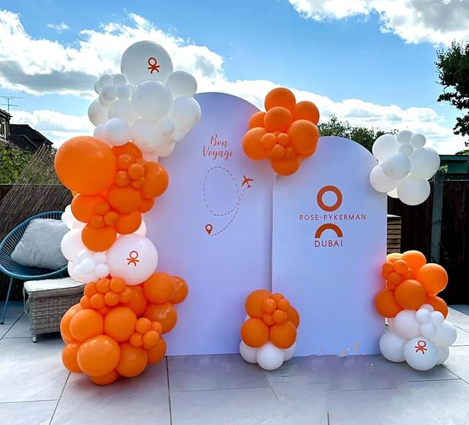 Orange and White Balloon Arch Kit, ADOINBY 140Pcs White and Orange Balloons Confetti Balloon 18 12 10 5 Inch Different Size Balloons for Baby Shower Halloween Birthday Anniversary Party Decoration