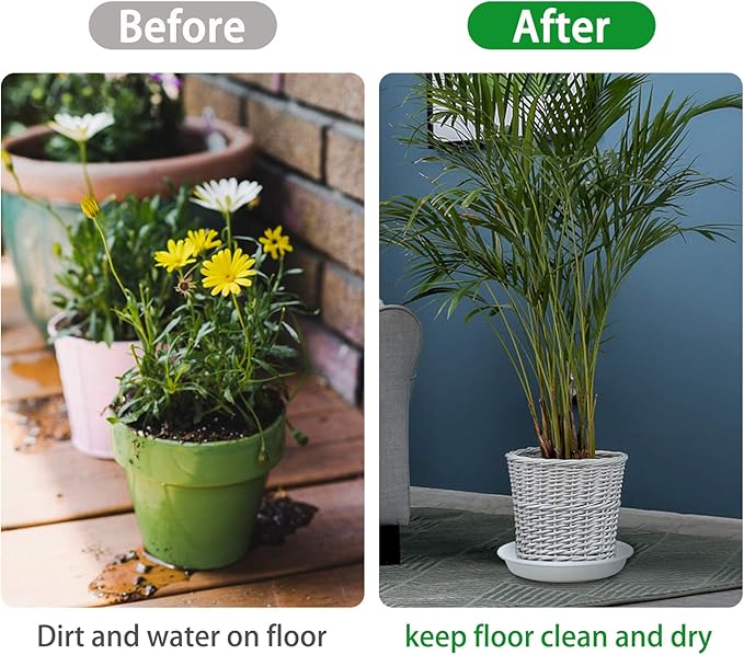 TITE 3 Pack Plant Saucer Heavy Duty Sturdy Drip Trays for Indoor and Outdoor (10 Inch, White)