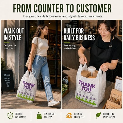 YoYoRain 800 Pack Purple T-Shirt Bags, 11"x6"x21" Plastic Carry Bags with Handles for Retail & Grocery Use