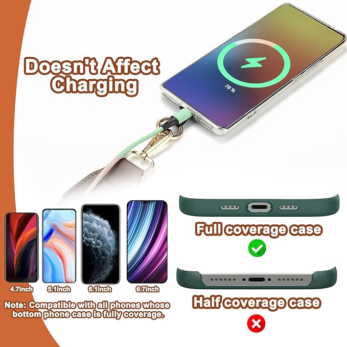 XANGNIER Clip and Go Strap for Phone with Wallet Crossbody, Phone Strap with Zippered Wallet, Adjustable Anti Theft Cellphone Lanyard for Women, Cellphone Chain Accessories,Multicolor 5