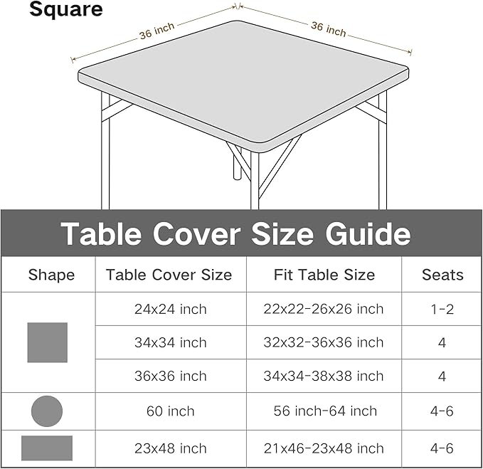 Square Fitted Table Cover Elastic Tablecloth 3ft Stretch Spandex Table Top Cover for Dining Indoor Outdoor Party Navy 36X36 Inch