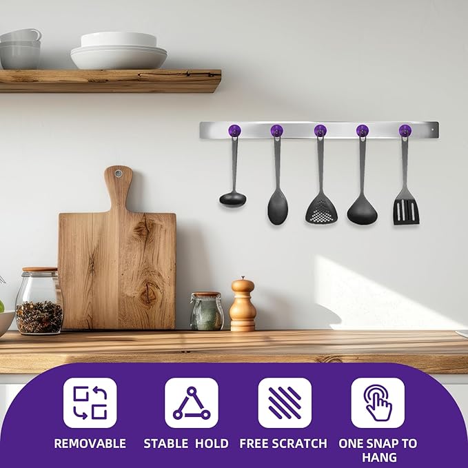 Neosmuk Magnetic Hooks, Cruise Ship Essentials, 100lb+ Heavy Duty Magnetic Hooks for Cruise Cabins, Refrigerator, Grill, Hanging, and Travel | Extra Strong Must-Haves Magnet Hook,Purple, 5 Pack