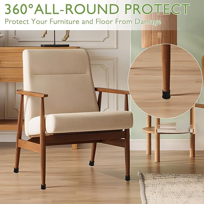 EASYEAH 1" (25mm) Round Chair Leg Floor Protectors, Black Rubber Chair Leg Caps, Non-Slip Patio Furniture Feet Caps, PVC Chair Feet Covers for Hardwood Floors, Tables & Patio Furniture, 4pcs