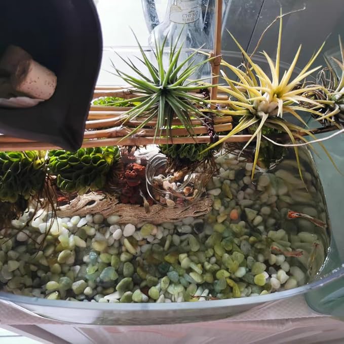 YISZM 10LB Succulent and Cactus Pebbles, 1/5 Inch Jade Natural Decorative Polished Stones, River Rocks for Plants, Vases and Outdoor Gardening,Green