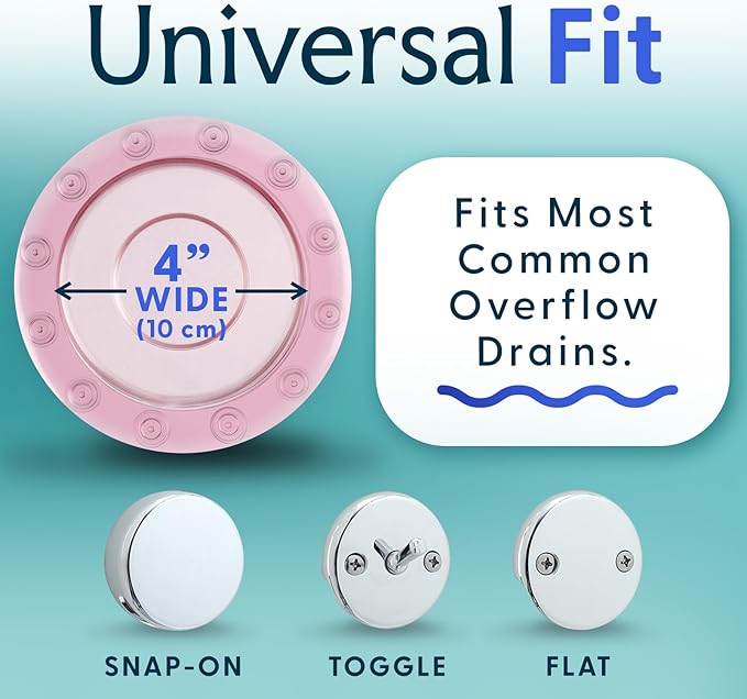 SlipX Solutions Bottomless Bath, Essential Overflow Drain Cover for Bathtub, Best Bath Accessories for Women, Adds Inches of Water to Your Tub for Deeper Soak, 4" Diameter, Coral