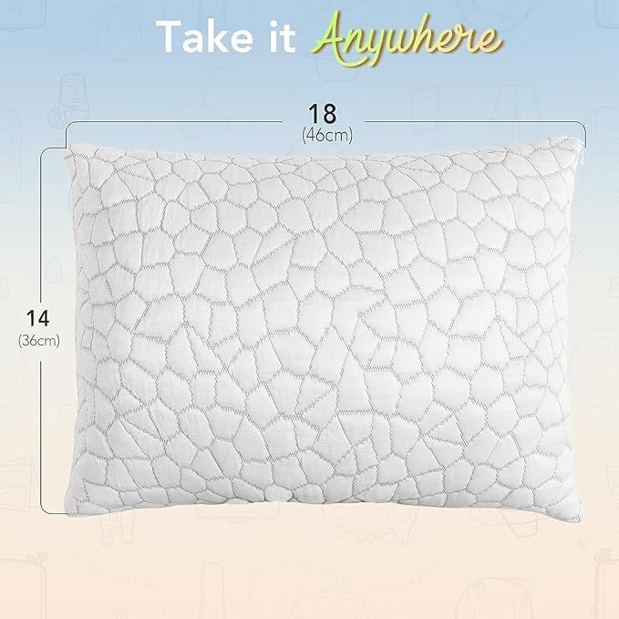 SUPA MODERN Cooling Bed Pillows for Sleeping 1 Pack Small Shredded Memory Foam Pillow Camping Travel Pillow - Compressible Medium Firm, Breathable Cover, ldeal Backpacking Hiking, Airplane and Car