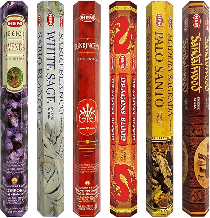 Hem Incense Sticks Variety Pack #30 and Incense Stick Holder Bundle with 6 Classic Fragrances