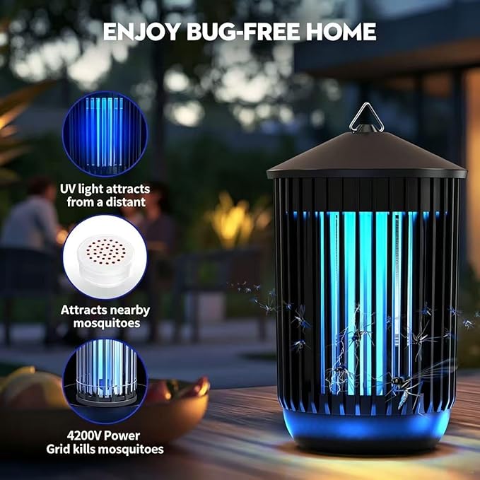 Bug Zapper Outdoor Indoor, Mosquito Zapper, Electric Fly Traps IPX4 Waterproof 20W Lamp Fly Insects Traps for Patio, Garage, Backyard, Porch