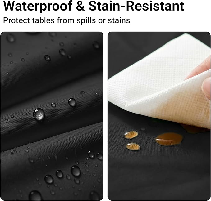 Auros Premium Plastic Tablecloths 10 Pack, 84'' Round Disposable Table Covers, Thick & Durable, Waterproof & Spill-Proof, Easy Cleanup for Parties, Wedding, Picnic, Onyx Black