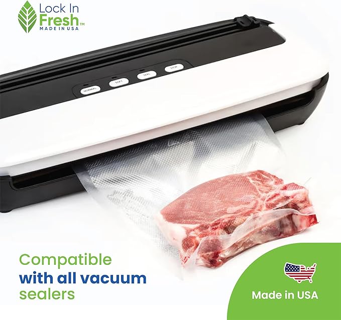 Vacuum Sealer Bags for Food - Heavy Duty Food Saver Vacuum Sealer Bag Rolls - Sous Vide, Seal a Meal Bags, 4-pack, 11" x 16' - Made in the USA