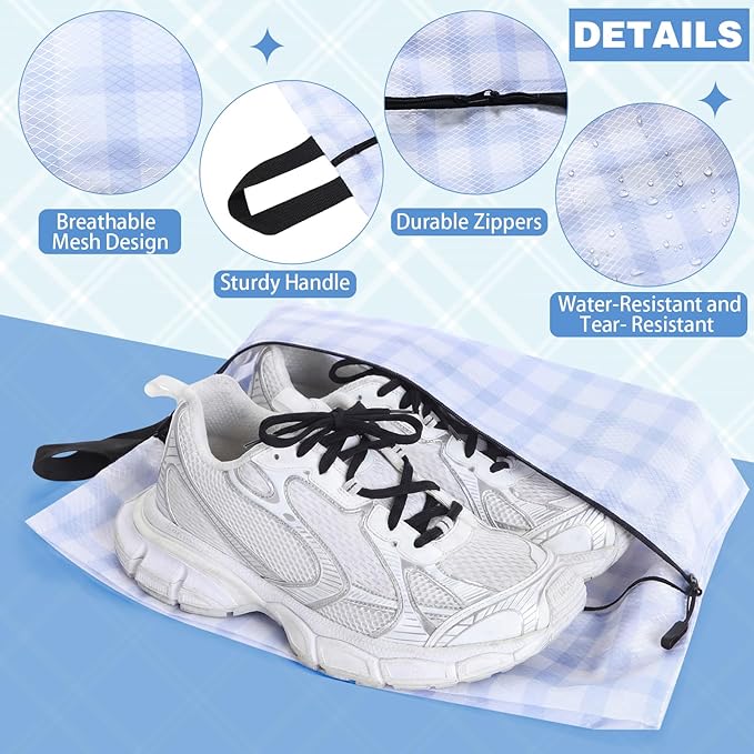 Bulyoou 6 Pcs Travel Shoe Bags with Zipper Portable Suitcase Shoe Organizer Packing for Men Women Nylon Multicolor(L,Fresh Color)