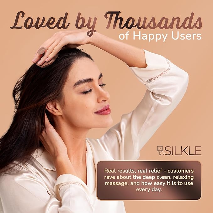 Silicone Scalp Scrubber - Massage Shampoo Brush, Soft Bristles for Hair Growth & Dandruff Removal - Ergonomic Design, Wet & Dry Use, Deep Cleansing Scalp Exfoliator for All Hair Types - Brown