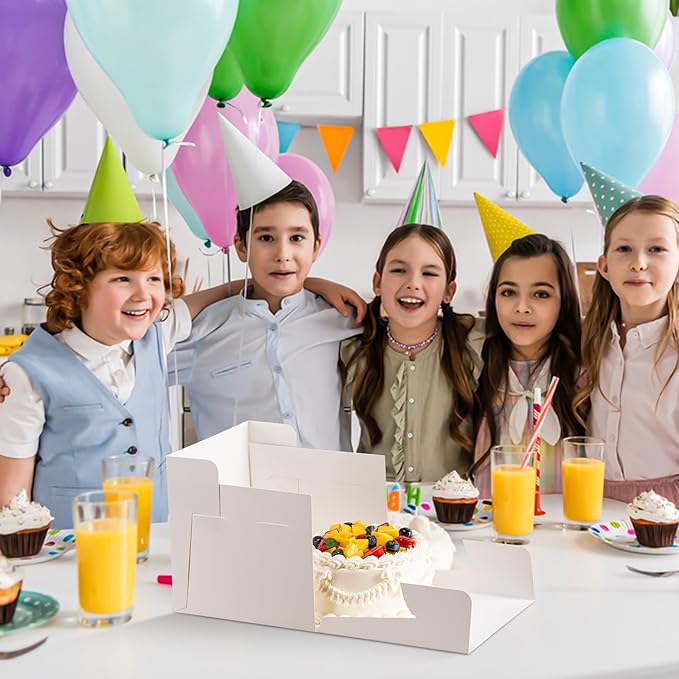 5 Pack Cake Boxes 8 Inch, 8x8x8 Inches Tall Cake Large Box, Disposable Cakes Transport Containers with Lids, Bakery Boxes with Large Window, for Cookies Pies Cupcakes Pastry-Wedding, Birthday, Party