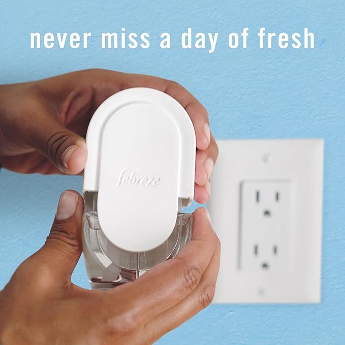 Febreze Plug In Air Freshener, Odor-Fighting Scented Oil Refill, Air Fresheners for Home and Bathroom and Kitchen, Long Lasting for Strong Odors, Sweet Watermelon Vine Scent, 0.87oz Refill, 3 Count