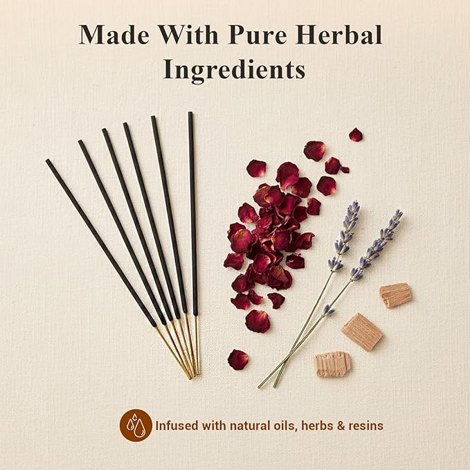 Tulasi Incense Sticks Pack of 12 Natural Scent (240 sticks) Variety Fragrance of Coconut, White Sage, Red Rose, Palo Santo Lavender & Cinnamon etc, Ideal For Meditation & Positive Vibes, Thanks Giving