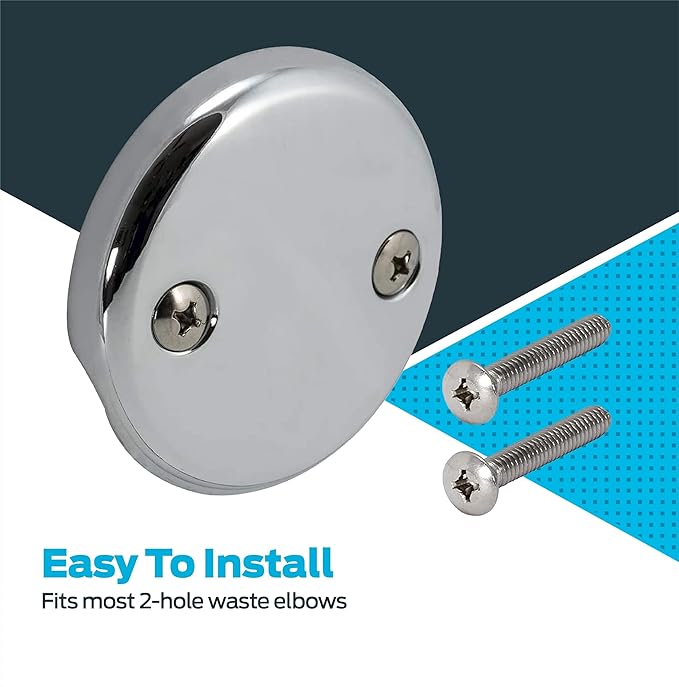 EZ-FLO 2-Hole Bathtub Overflow Face Plate with Screws, Chrome Finish, 35245