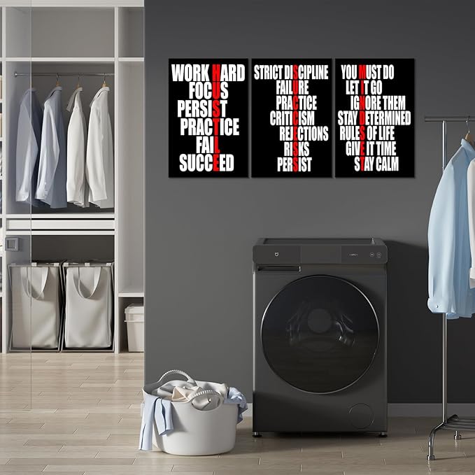 KAWAHONE Motivational Wall Decor - Hustle/Success/Mindset Definition Poster Inspirational Quotes Wall Art - Positive Affirmations Office Decor for Bedroom Living Room Home