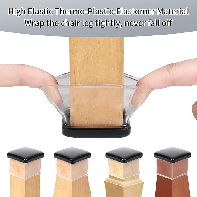 Ezprotekt Chair Leg Sliders for Carpet, 8 Pcs Square Chair Glides for Carpet, Carpet Furniture Pads Stool Leg Protectors Caps, Carpet Furniture Glides Quickly and Easily (XL Fit: 1.5" - 2")