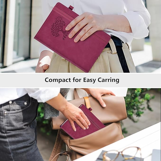 Graph Paper Notebook, 160 Pages Grid Journal for women & men, A5 Hardcover Leather Graphing Notebook for School, Work, Travel, Note Taking 5.9”x8.5” (Burgundy)