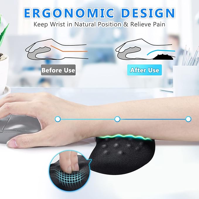 Gimars Mouse Wrist Rest, Pop It Fidget Wrist Support for Mouse - Pressure Relief, Ergonomic Memory Foam Mouse Wrist Pad with Massage Nodes for Computer, Laptop, Office Work, PC Gaming - Wrist Pain Relief