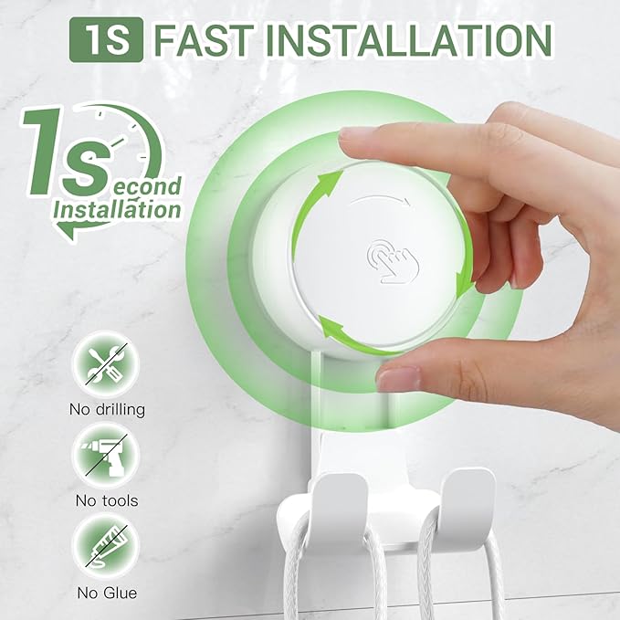 LUXEAR Suction Hooks Powerful Vacuum Suction Cup Hooks-1PACK Razor 1pack Single White