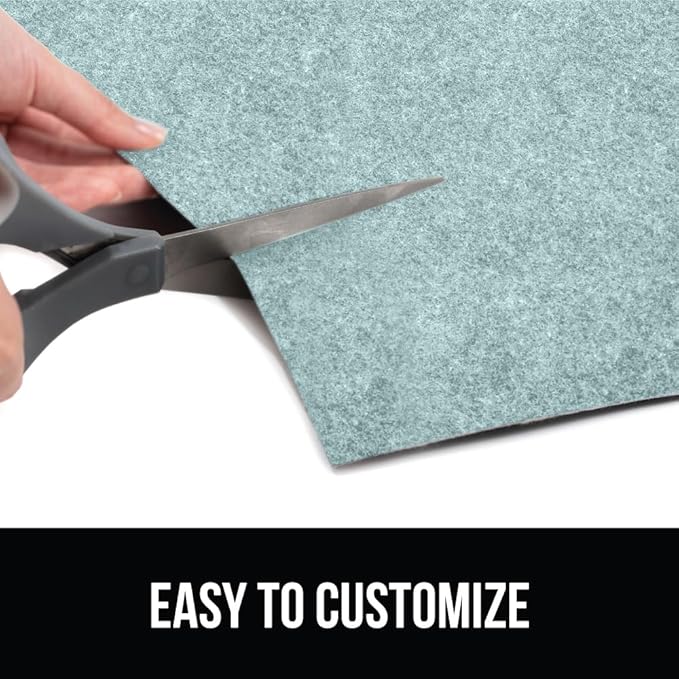 GORILLA GRIP LeakGuard Non-Adhesive Under Sink Mat for Kitchen Cabinet, Waterproof Quick Dry Shelf Liner, Durable Absorbent Felt Mats for Bathroom Sinks, Cabinets, Dresser, Easy Trim, 24x24 Spa Blue