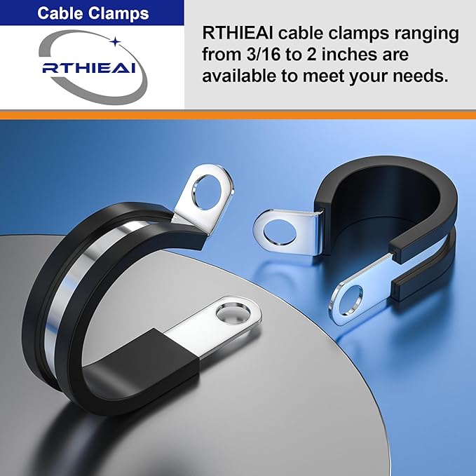 20 PCS 1/2 Inch Stainless Steel Cable Clamps - Insulated, Hose & Pipe Clamps