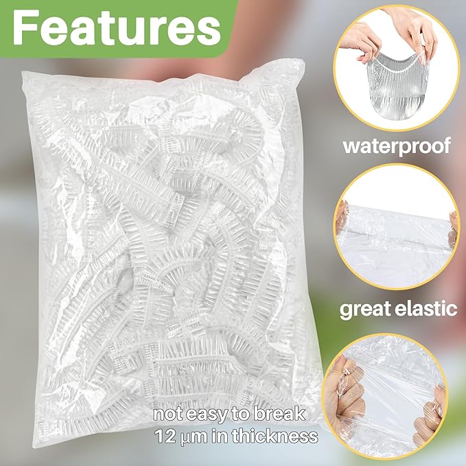 MAQIHAN 300 Bowl Covers Bread Proofing - Extra Large Plastic Wrap for Food Sourdough Bread Baking Rising Elastic Reusable Plate Covers Outdoor Food Fresh Keeping Bags Shower Cap Hair Deep Conditioning