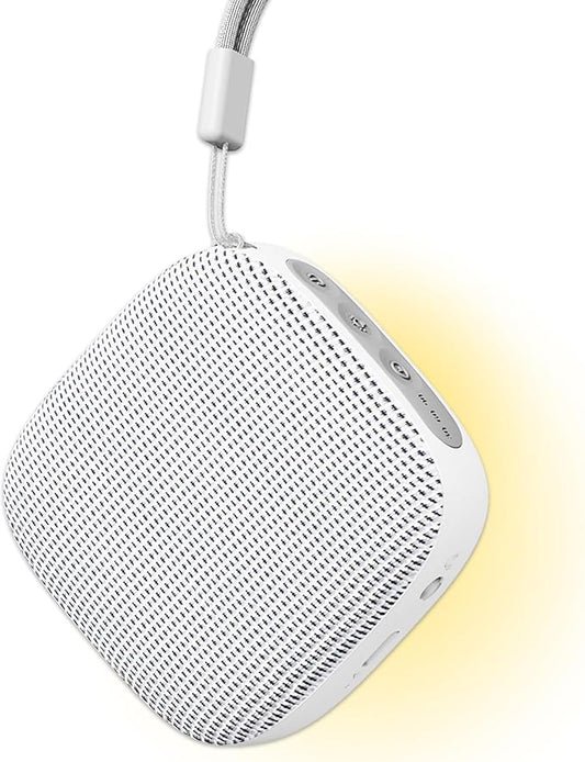 Portable Sound Machine for Travel, White Noise Sound Machine for Sleeping, 52-Hour Lasting Mini Noise Machine with 21 Quality Non-looping Sounds, Headphone Jack, Memory, Timer for Adults,Hotel (White)