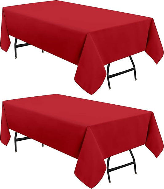 Utopia Kitchen Rectangle Table Cloth 2 Pack(60x84 Inches, Red), Tablecloth Machine Washable, Polyester Table Cover for Dining, Buffet Parties, Picnics, Events, Weddings and Restaurants
