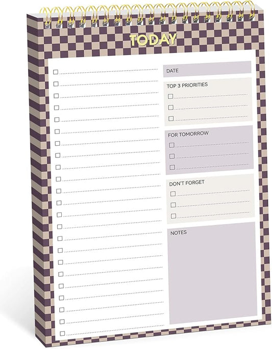 Taja To Do List Notepad - To Do List Notebook for Work with 52 Sheets, 9.8" x 6.5", Undated Daily Planner Perfect for Daily Tasks and Goal Setting, Notepad Suitable for Office, Home & School - Lilac Checkered