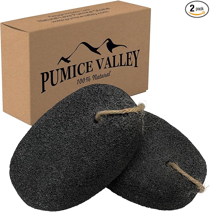 Pumice Stones for Feet - Natural Earth Lava Black Pack of 2 - Callus/Corn Remover for Feet Heels and Palm - Pedicure Exfoliation Tool - Dry Dead Skin Scrubber - Health Foot Care