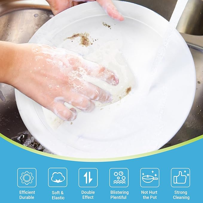 AIDEA Non-Scratch Scrub Sponge - 6 Count, Kitchen Sponges, Natural Sponge for Non-Stick Cookware, Cellulose Sponges for Dishes, Cleaning Power for Kitchen, Bathroom, Household