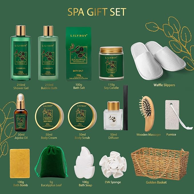 18-Piece Christmas Gifts for Women - Luxury Spa Gift Basket Set Bath and Body Care Kit for Women & Men | Perfect Gift for Mother's Day Fathers Day Birthday Gifts Great for Holidays & Special Occasions